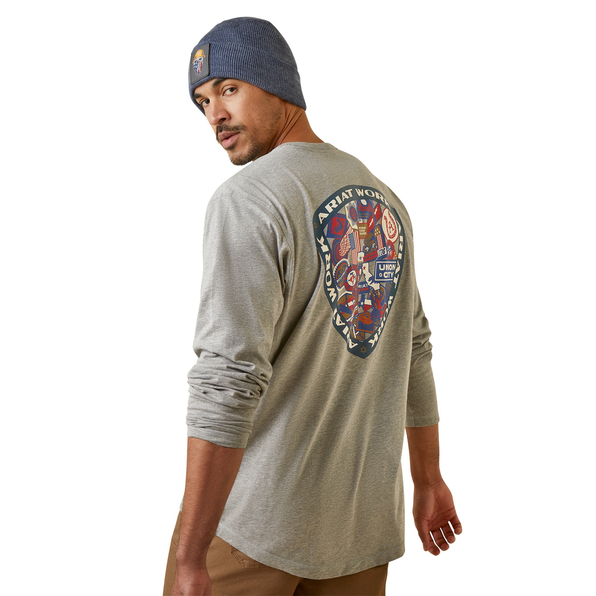 Ariat 10046351 Rebar Workman Patches LS T-Shirt Heather Grey
