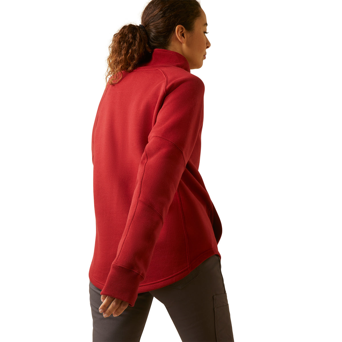 Ariat 10046380 WMS Rebar Workman Oversized Funnel Sweatshirt RED DAHLIA