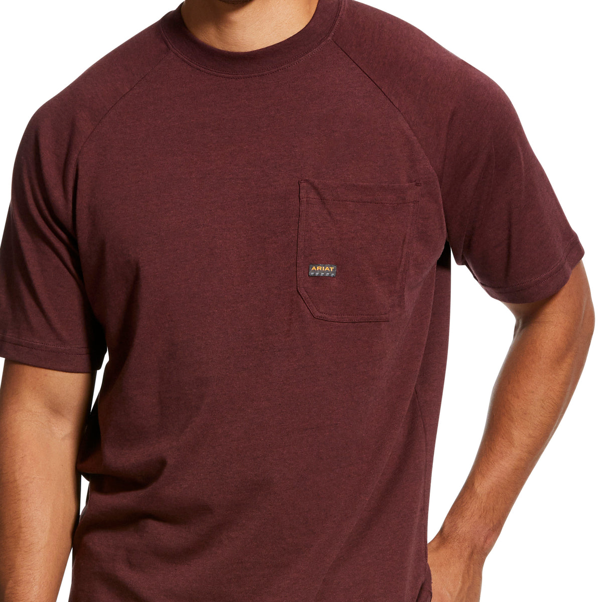 Ariat 10031017 MNS Rebar Cotton Strong T-Shirt BURGUNDY HEATHER