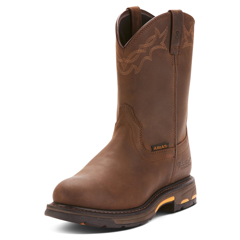 Ariat 10001198 WORKHOG PULL ON OILY DISTRESSED BROWN