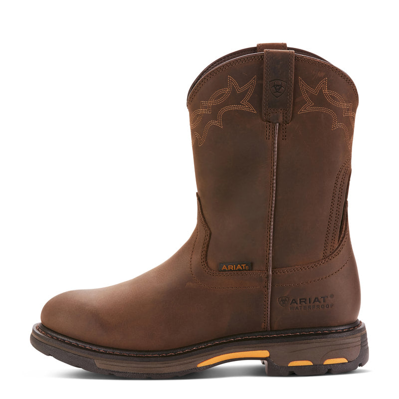 Ariat 10001198 WORKHOG PULL ON OILY DISTRESSED BROWN
