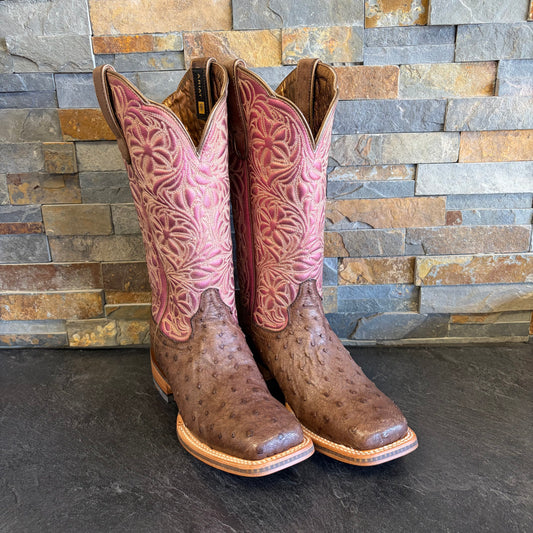 Ariat 10042383 Donatella Chocolate Ostrich / Pink Emboss Top