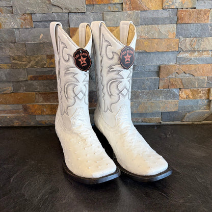 Los Altos 9756962752 White Full Quill Ostrich Wide Square Toe Size 9D