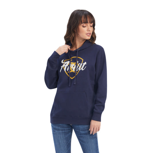 Ariat 10041679 Real Shield Logo Hoodie Navy Eclipse