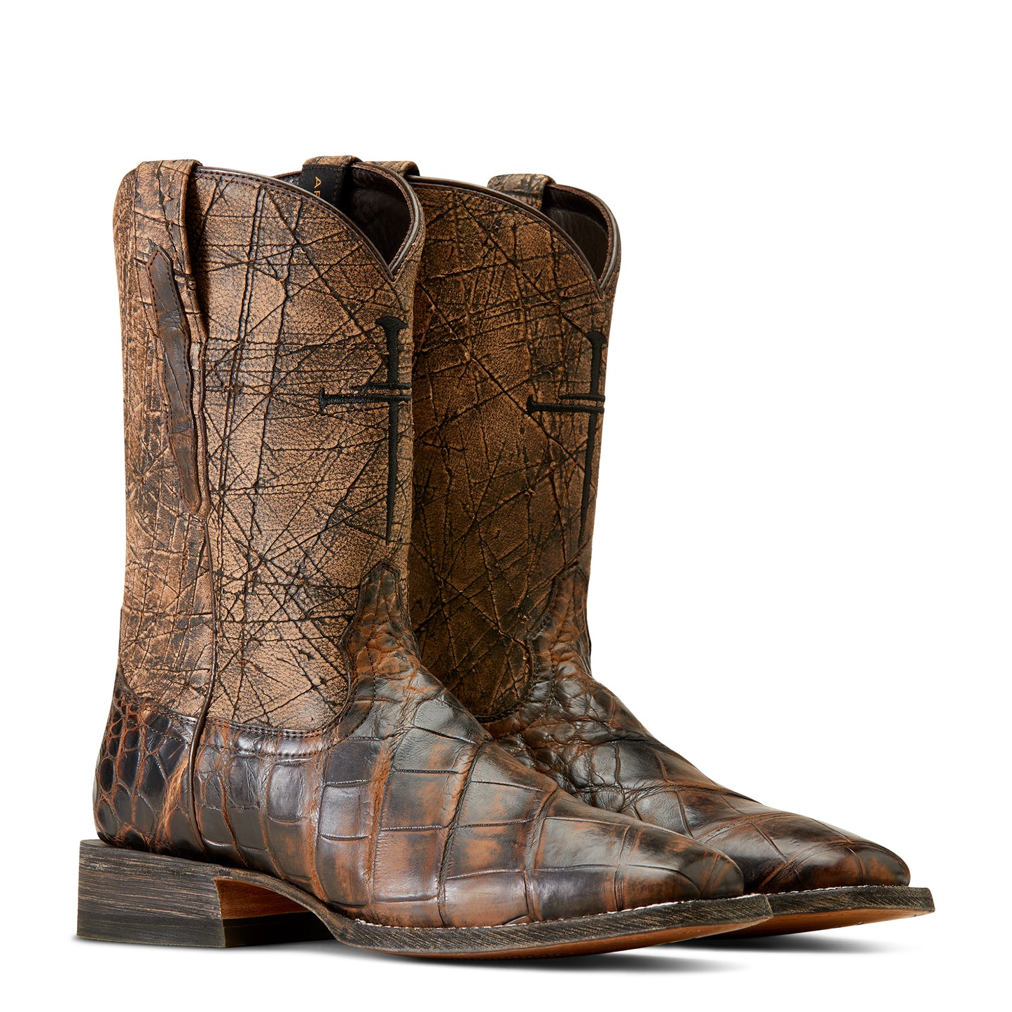 Ariat 10047000 Backwater Brown American Alligator / Rusted Tan SIZE 9.5D