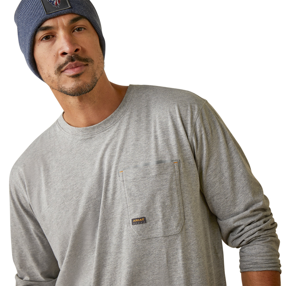 Ariat 10046351 Rebar Workman Patches LS T-Shirt Heather Grey