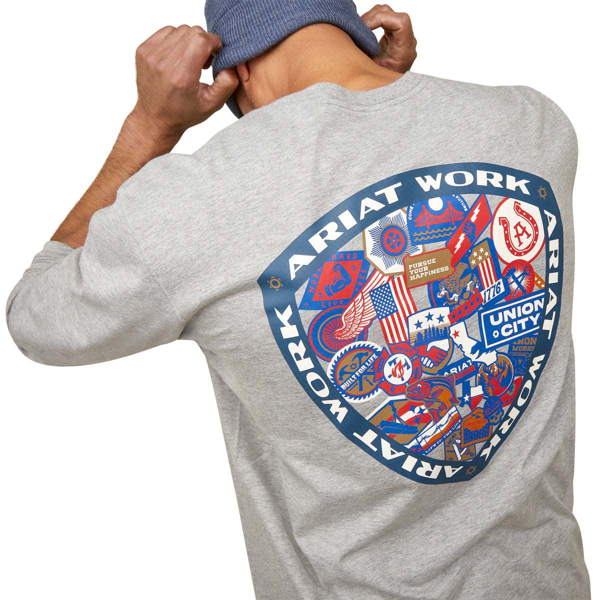 Ariat 10046351 Rebar Workman Patches LS T-Shirt Heather Grey