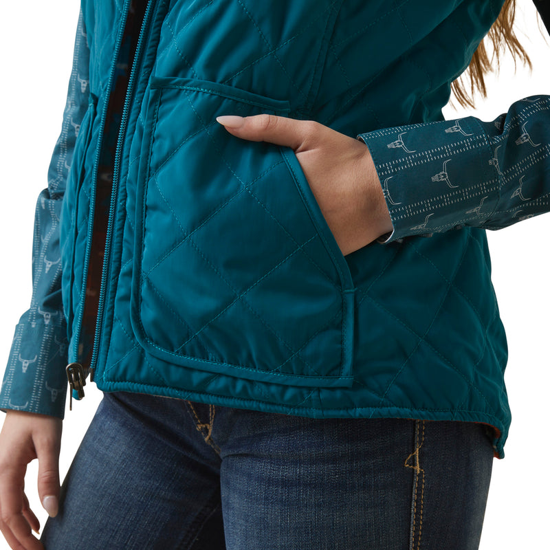 Ariat 10046641 Women's Dilon Ins Reversable Vest Deep Lagoon