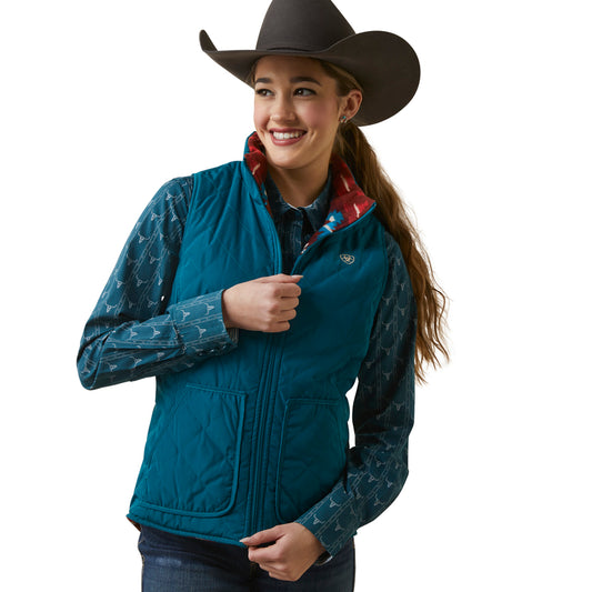 Ariat 10046641 Women's Dilon Ins Reversable Vest Deep Lagoon