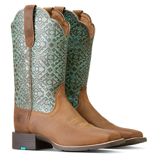 Ariat 10046882 Round Up Old Earth Wide SQ Toe