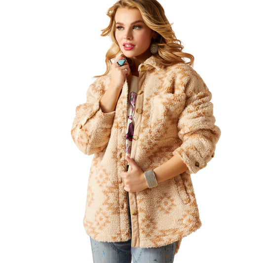 Ariat 10047263 Womens Sherpa Shacket JKT Natural Southwest Print