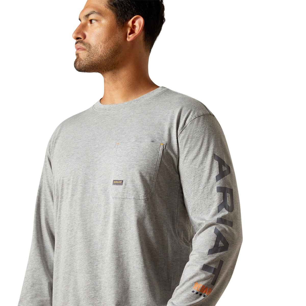 Ariat 10062769 Rebar Workman Logo LS T-Shirt Heather Grey