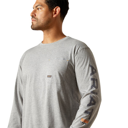 Ariat 10062769 Rebar Workman Logo LS T-Shirt Heather Grey
