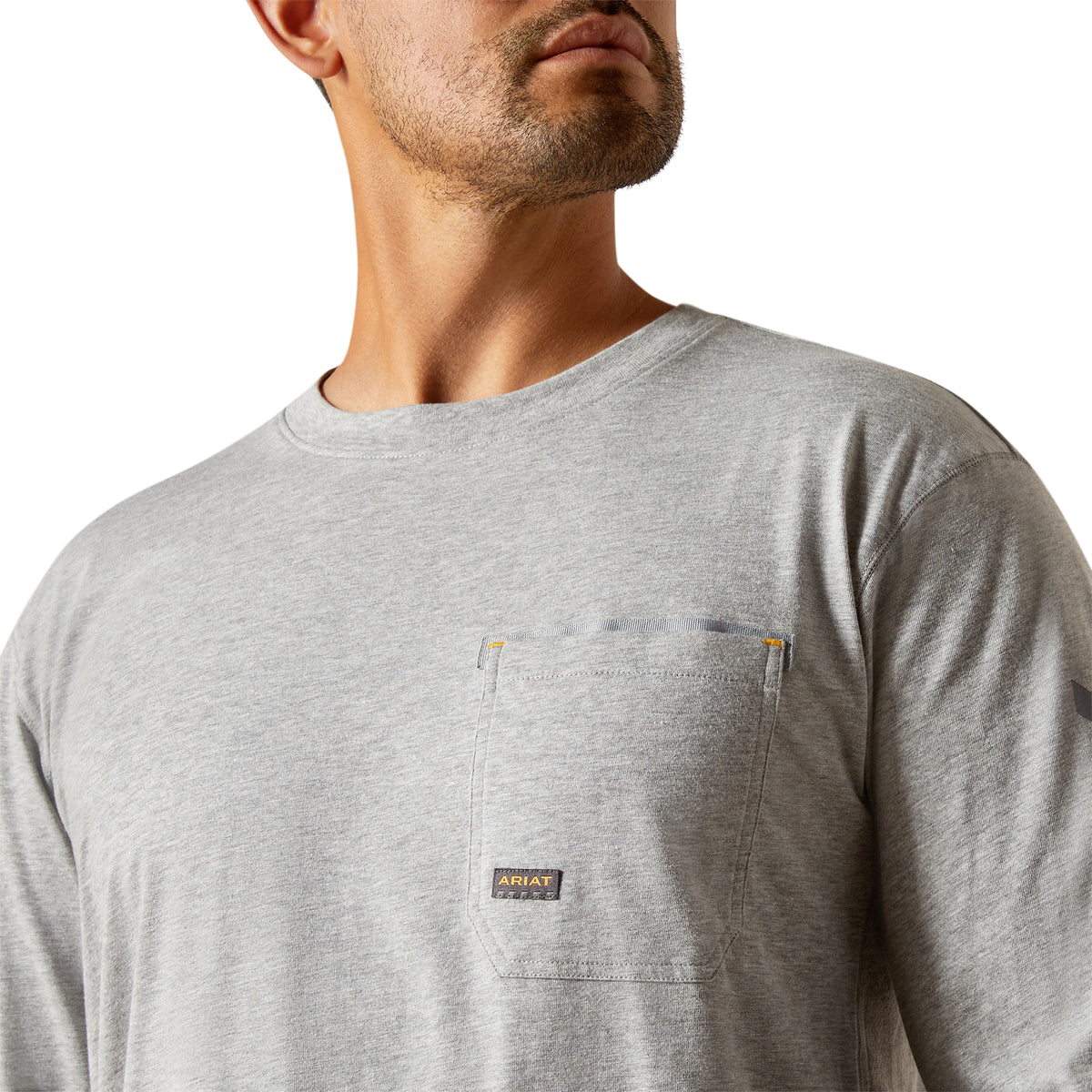Ariat 10062769 Rebar Workman Logo LS T-Shirt Heather Grey