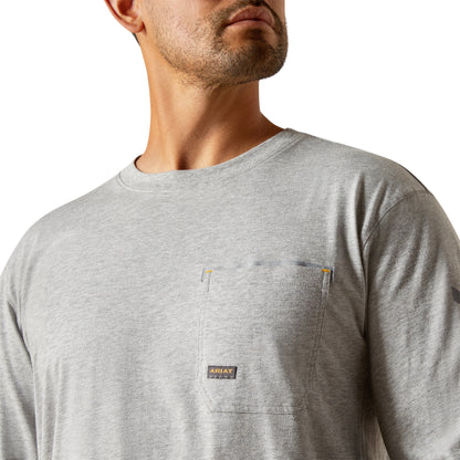 Ariat 10062769 Rebar Workman Logo LS T-Shirt Heather Grey