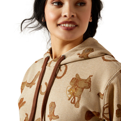 Ariat 10065823 Logo 2.0 Printed Hoodie SAVANNAH TAN HEATHER