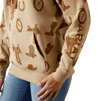 Ariat 10065823 Logo 2.0 Printed Hoodie SAVANNAH TAN HEATHER