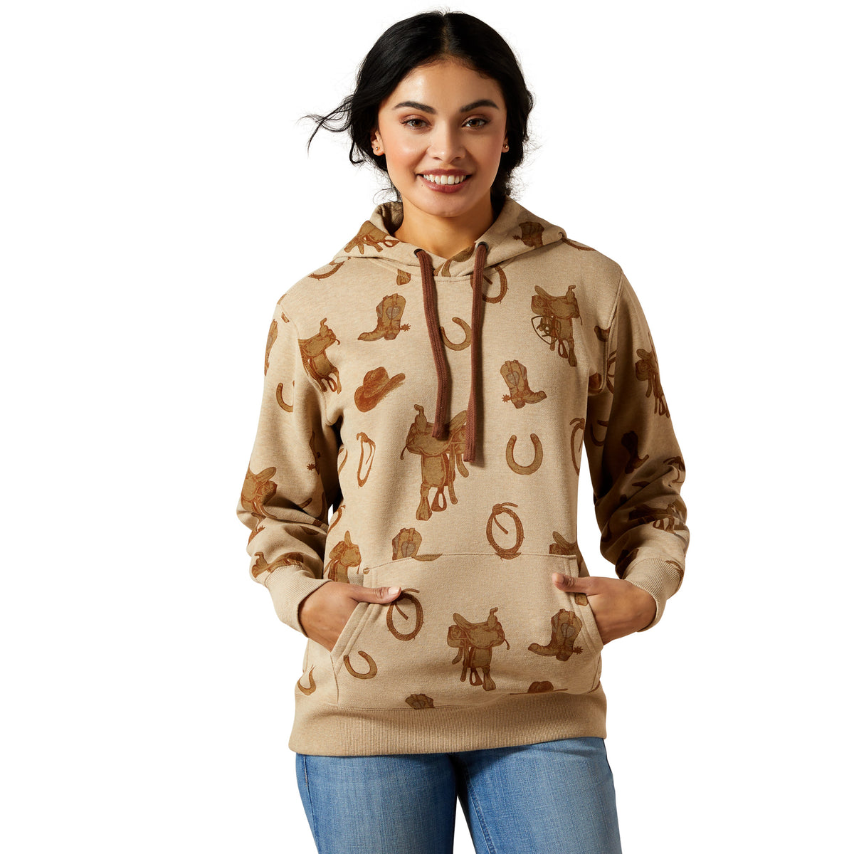Ariat 10065823 Logo 2.0 Printed Hoodie SAVANNAH TAN HEATHER