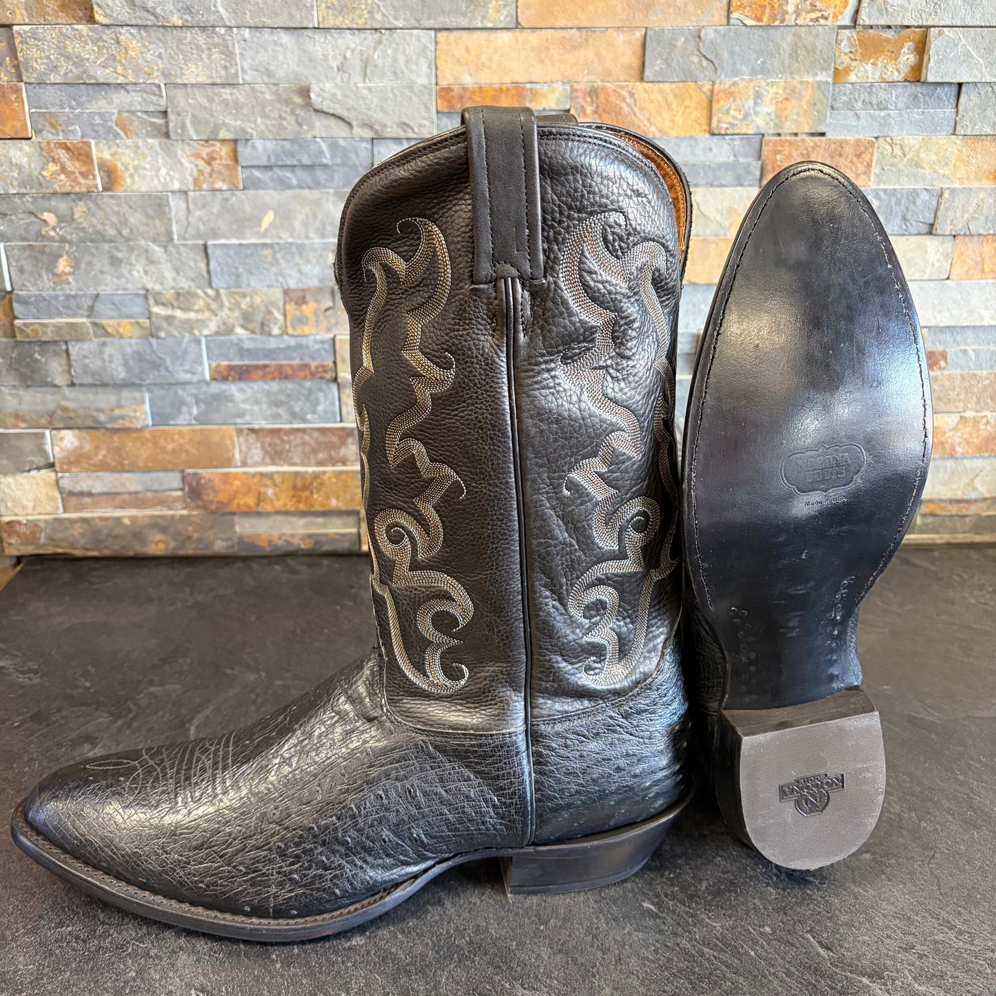 Nocona 0709-16B All Black Smooth Quill Ostrich