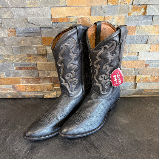 Nocona 21403-16B Black Smooth Ostrich Western Boot