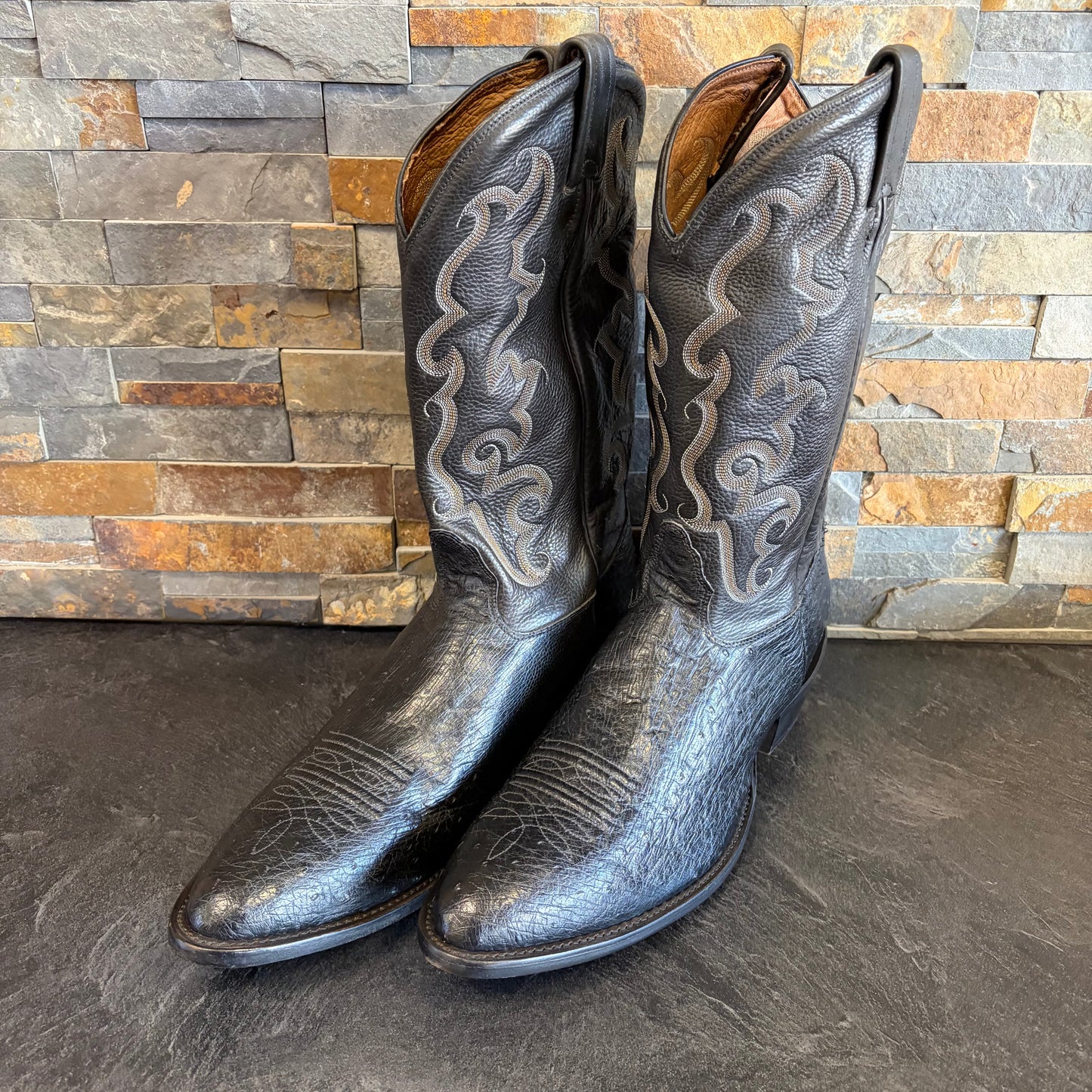 Nocona 0709-16B All Black Smooth Quill Ostrich