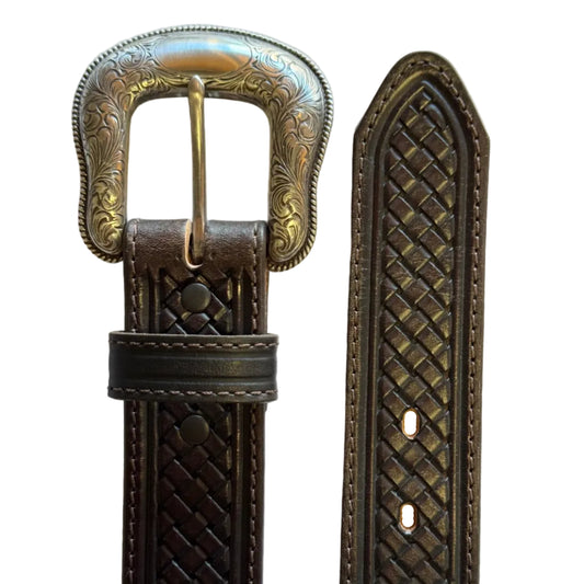 Justin Belts C14048 Men's Colman Dark Brown Basket Weave Belt