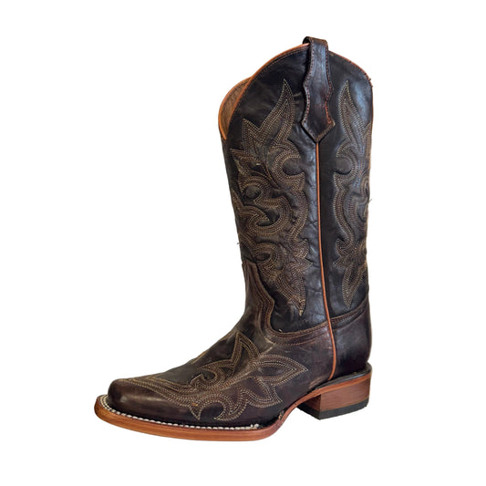 Circle G L8024 Brown Embroidery Square Toe