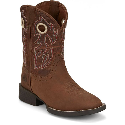 Justin JK7523 Bowline Junior pecan brown water buffalo kids square Toe