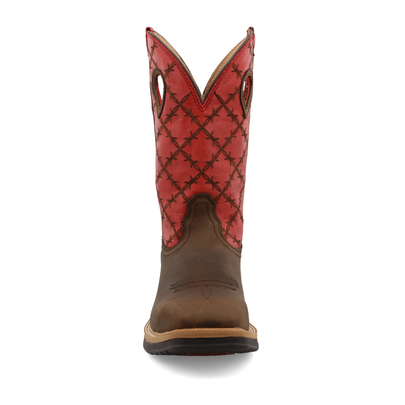 Twisted X MLCA005  12" Western Work Boot Alloy Toe Brown & Flash Red