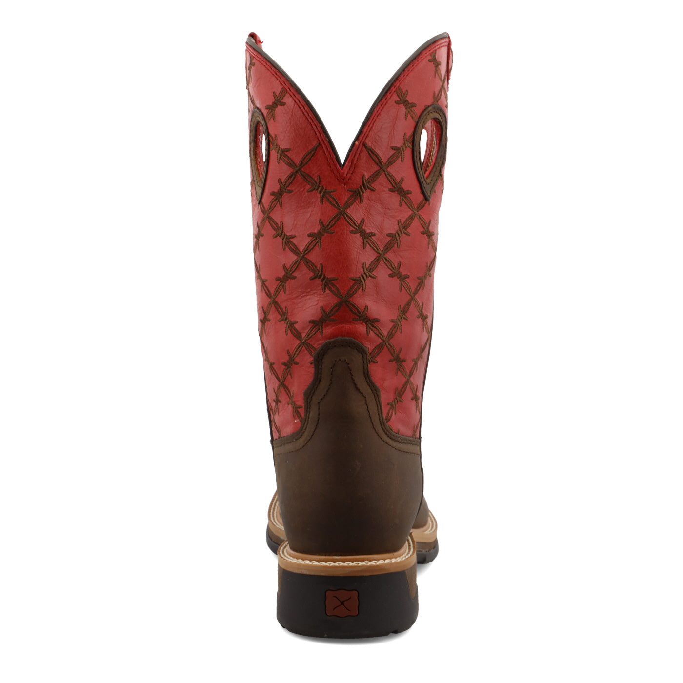 Twisted X MLCA005  12" Western Work Boot Alloy Toe Brown & Flash Red