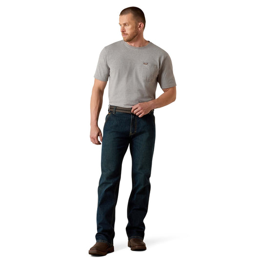ARIAT 10018377 Rebar M4 Durastretch Workhouse Low Rise Bootcut Jeans in Phantom