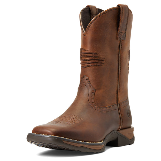 ARIAT 10040366 Anthem Patriot Square Toe Western Boot Distressed Brown