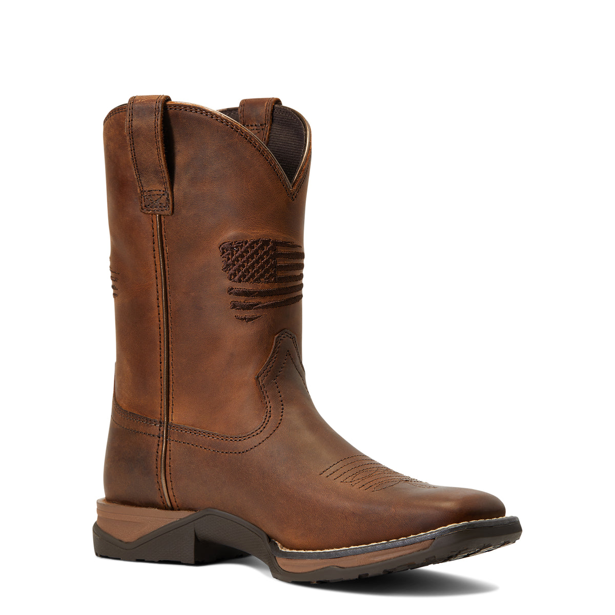 ARIAT 10040366 Anthem Patriot Square Toe Western Boot Distressed Brown