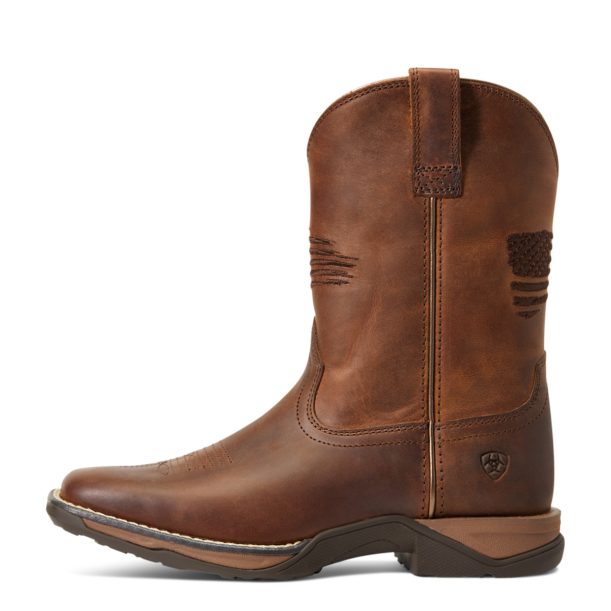 ARIAT 10040366 Anthem Patriot Square Toe Western Boot Distressed Brown