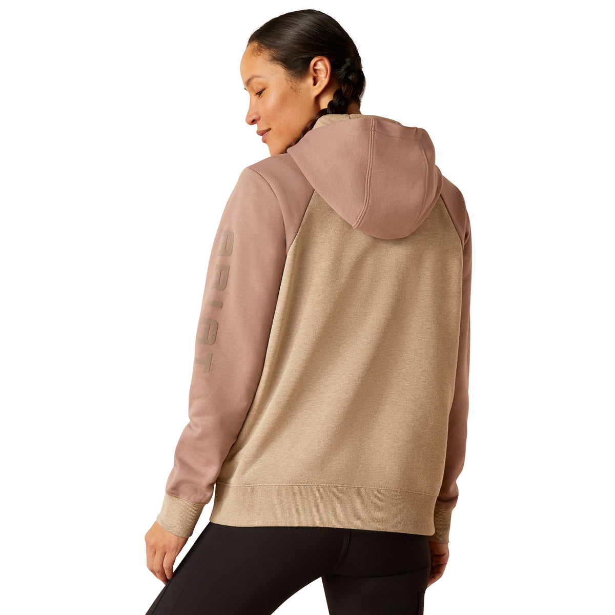 Ariat 10048481 WMS Rebar Colorblocked 1/2 Zip Hoodie OATMEAL HEATHER/ANTLER
