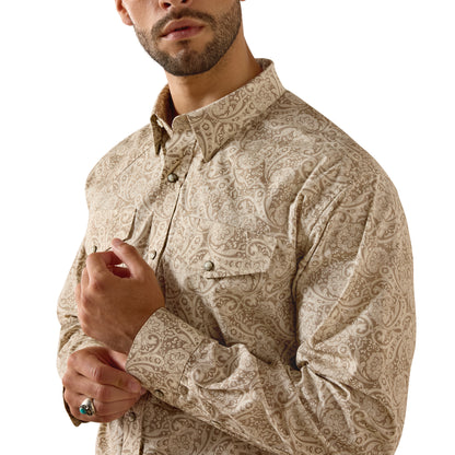 Ariat 10071032 MNS Trevon Classic Fit Snap Shirt ROASTED CASHEW PAISLEY PRINT