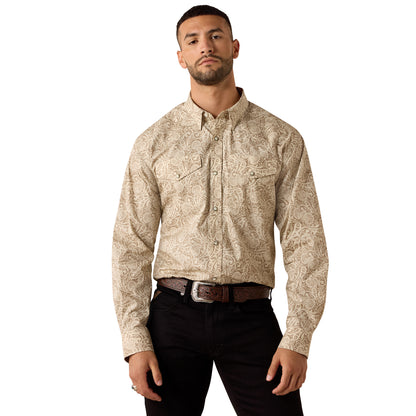 Ariat 10071032 MNS Trevon Classic Fit Snap Shirt ROASTED CASHEW PAISLEY PRINT
