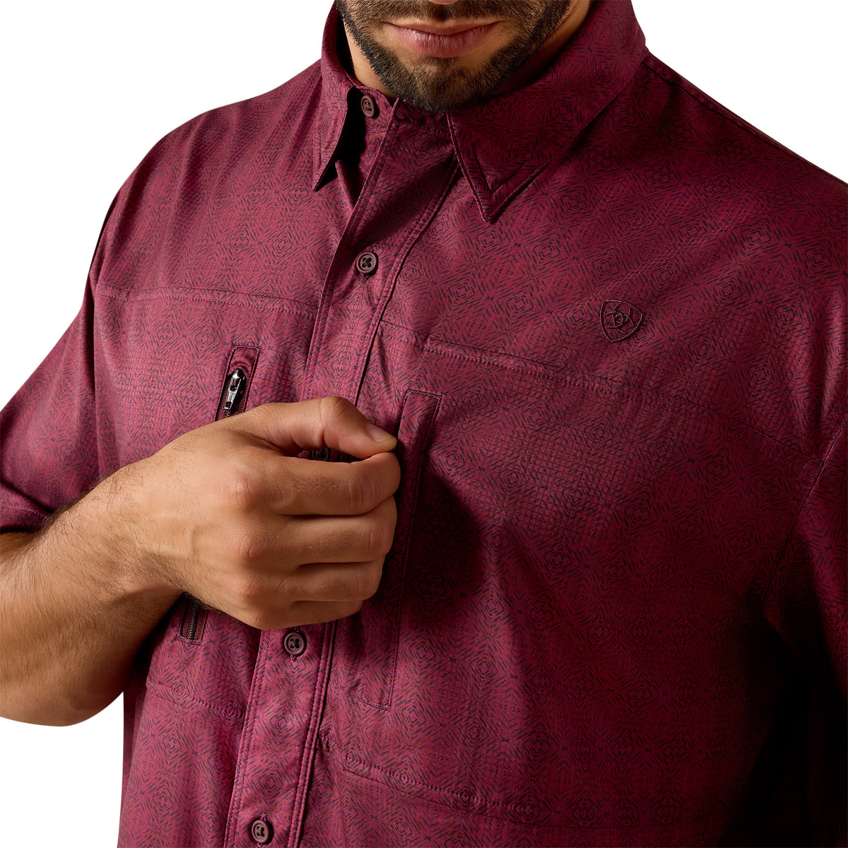Ariat 10071055 Printed VentTEK Classic Fit Shirt MAROON BANNER