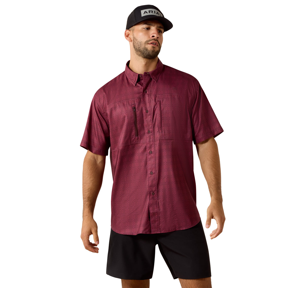 Ariat 10071055 Printed VentTEK Classic Fit Shirt MAROON BANNER