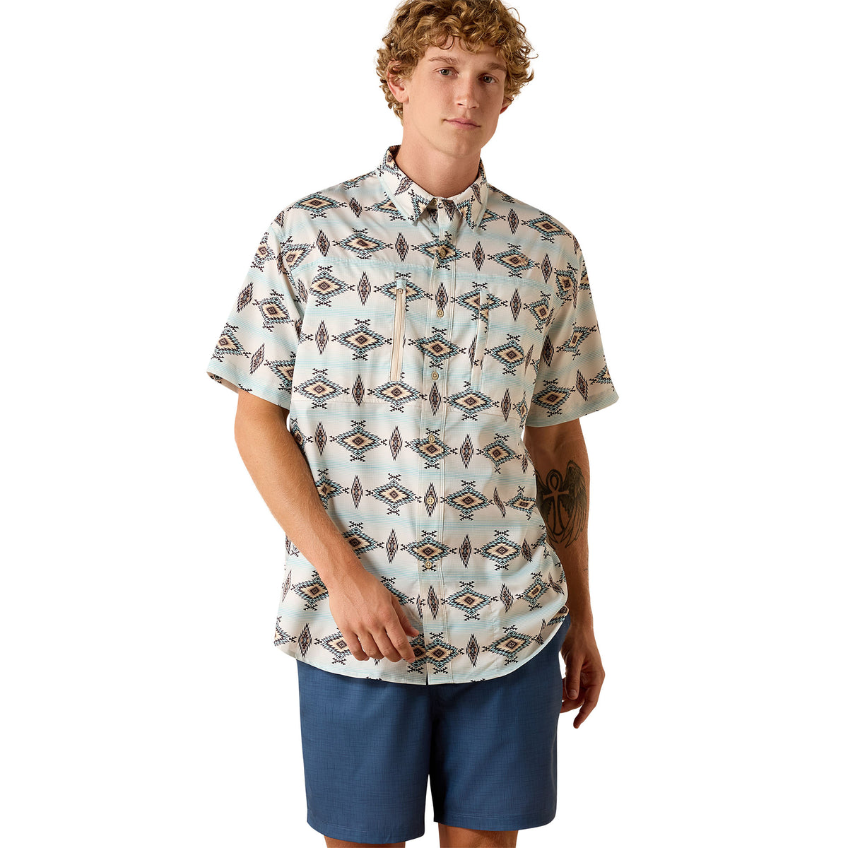 Ariat 10071056 Printed VentTEK Classic Fit Shirt OFF WHITE