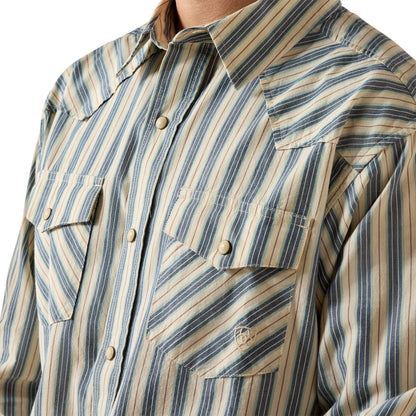 Ariat 10073578 Retro Hart Fitted Snap Shirt WHITE SWAN STRIPE