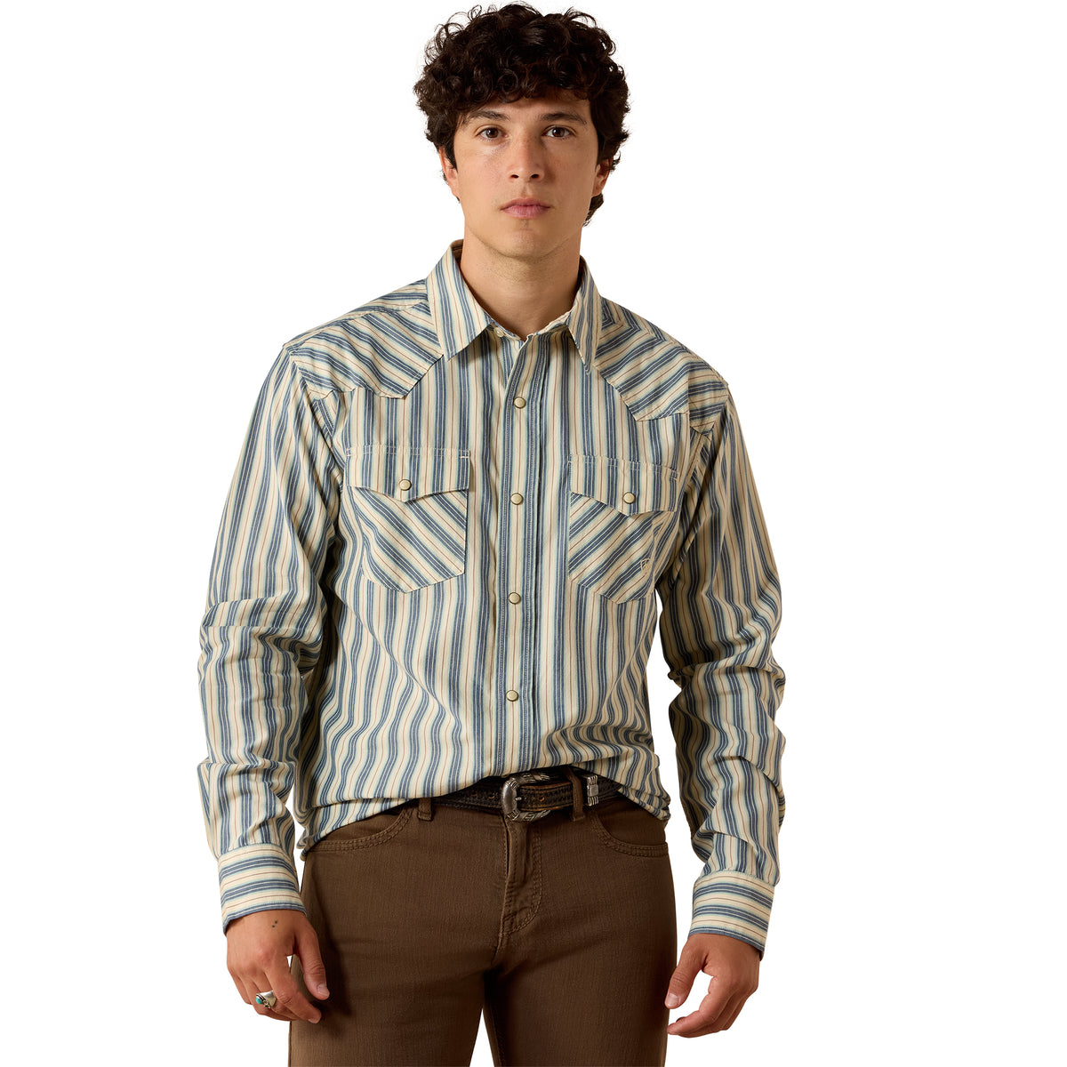 Ariat 10073578 Retro Hart Fitted Snap Shirt WHITE SWAN STRIPE