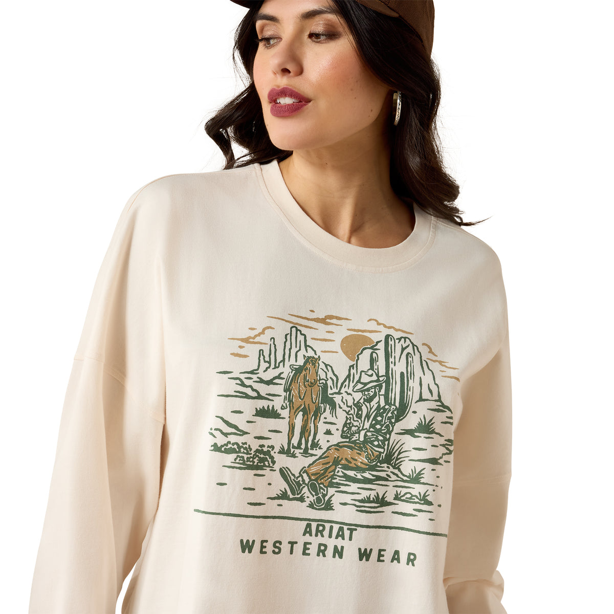 Ariat 10071128 Canvas Oversized Long Sleeve T-Shirt Sea Salt