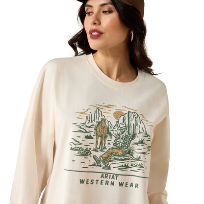 Ariat 10071128 Canvas Oversized Long Sleeve T-Shirt Sea Salt