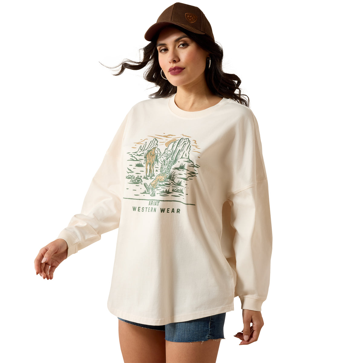 Ariat 10071128 Canvas Oversized Long Sleeve T-Shirt Sea Salt