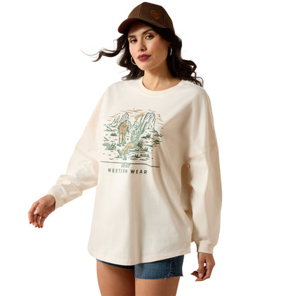 Ariat 10071128 Canvas Oversized Long Sleeve T-Shirt Sea Salt