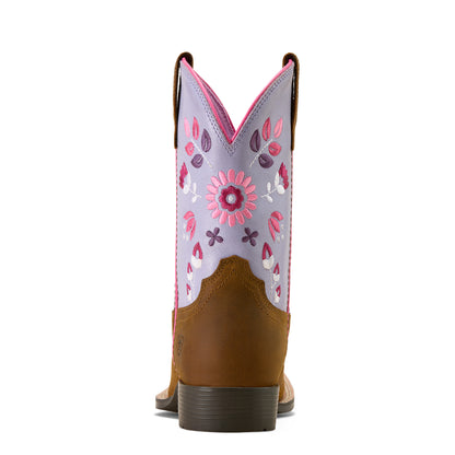 Ariat 10074202 Wild Bloom Distressed Brown / Mystic Lavender Kids Boot