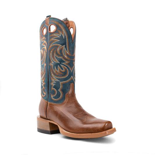 Hyer HM12026 Burrton Saddle Tan Crunch Cowhide Matte Dark Blue 13'' Cutter Toe