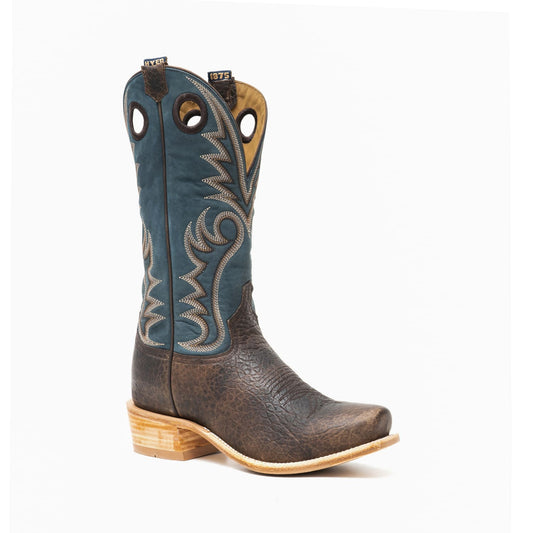 Hyer HM12029 McCune Matte Chocolate Bison / Deep Aqua Cowhide