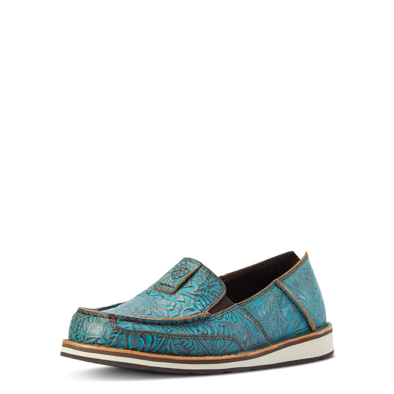 Ariat 10042526 Cruiser Boat Shoe Brushed Turquoise Floral Emboss